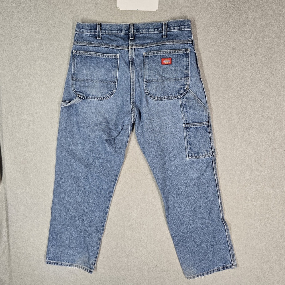 Dickies Men Jeans 34X30 Blue Denim Pants Carpenter Cargo Relaxed READ